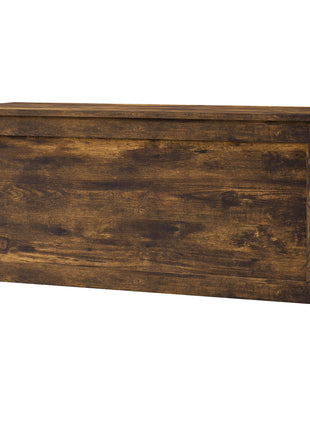 39.4" Storage Trunk w/ 2 Safety Hinges, Wooden Storage Bench w/ Side Handles, Storage Chest for Playroom, Rustic Brown