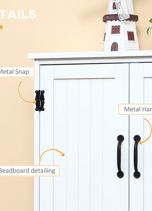 Accent Floor Storage Cabinet Kitchen Pantry with Adjustable Shelves and 2 Lower Doors, White