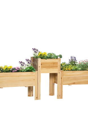 Raised Garden Bed Set of 3, Wooden Elevated Planter Box with Legs and Bed Liner, for Backyard and Patio to Grow Vegetables, Herbs, and Flowers, Natural