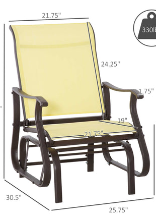 Outdoor Glider Chair, Gliders for Outside Patio with Steel Frame and Mesh Fabric for Backyard, Garden, and Porch, Beige