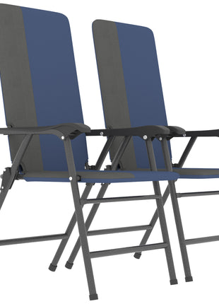 Folding Patio Chairs Set of 2, Padded High Back Lawn Camping Chairs with Armrests, 600D Oxford Fabric, Dark Blue