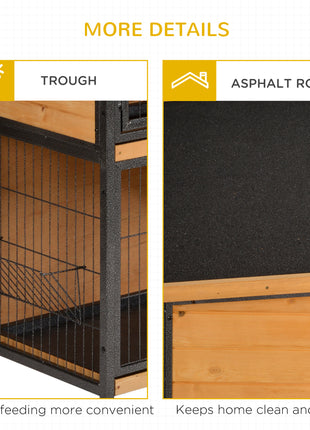 48" 2-Story Large Rabbit Hutch Bunny Cage Wooden Pet House Metal Frame with Rooms, Ramp, No Leak Tray, Feeding Trough, Waterproof Asphalt Roof for Rabbits, Chickens, Ducks, Outdoor/Indoor