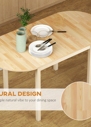 55" Wood Kitchen Table, Drop Leaf Tables for Small Spaces, Natural