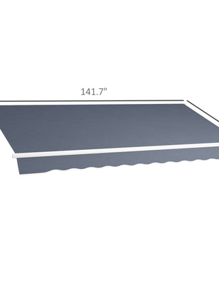 12' x 8' Patio Awning, Canopy Retractable Sun Shade Shelter w/ Manual Crank Handle for Deck, Yard, Dark Gray