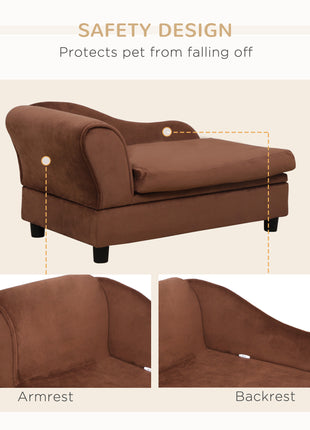 Pet Sofa Bed Couch with Storage, Pet Sofa for Cats and Small Dogs, Brown