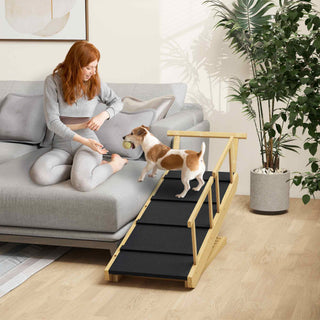 Dog Ramp, Adjustable Height Pet Steps, Foldable Dog Stairs with Non-slip Mat for Small to Large Dogs