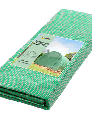19.7' x 9.8' x 6.6' Plastic Greenhouse Cover Replacement, Heavy Duty Waterproof Tarp for Hoop House, Sheeting with 12 Windows, Door & Reinforcement Grid, Green