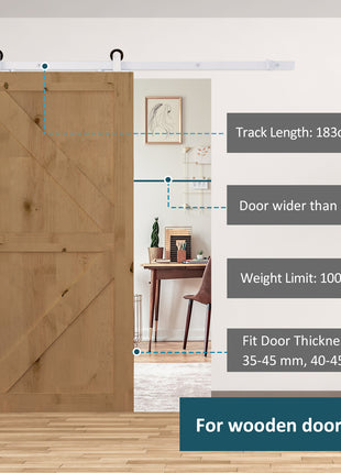 6' Rustic Interior Sliding Barn Door Mounting Hardware Kit - White