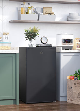 3.2 Cu.Ft Mini Fridge with Freezer, Compact Refrigerator with Adjustable Thermostat, Shelf and Single Reversible Door for Bedroom, Dorm, Home Office, Energy Efficient, Black