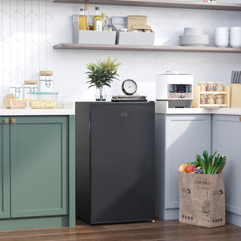 3.2 Cu.Ft Mini Fridge with Freezer, Compact Refrigerator with Adjustable Thermostat, Shelf and Single Reversible Door for Bedroom, Dorm, Home Office, Energy Efficient, Black