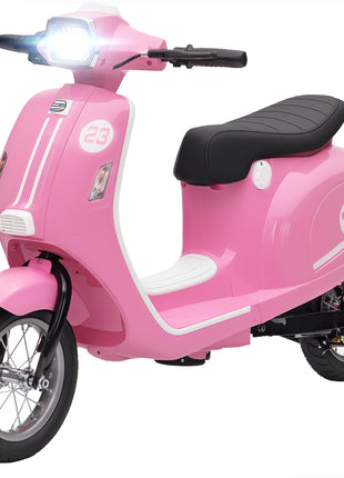 24V Kids Motorcycle with 3-Speed, Electric Motorcycle with Rear Suspension and LED Lights for 8-12 Years Old, Pink
