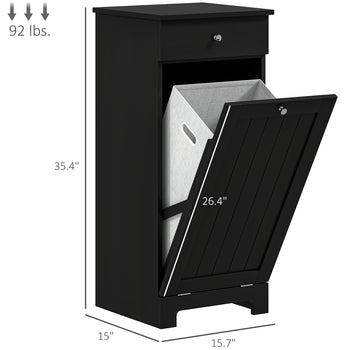 Laundry Hamper Cabinet, Laundry Cabinet with Tilt Out Laundry Basket and Drawer, Black