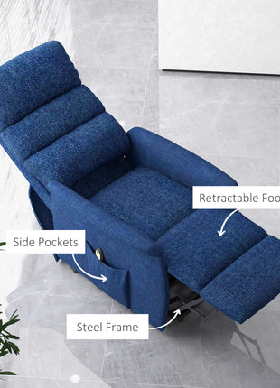 Power Lift Chair for Seniors, Electric Lift Recliner Chair with Remote Control, Side Pockets for Living Room, Dark Blue