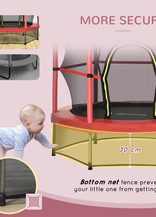 Φ5FT Kids Trampoline with Enclosure Net for Age 3 to 6 Years Red