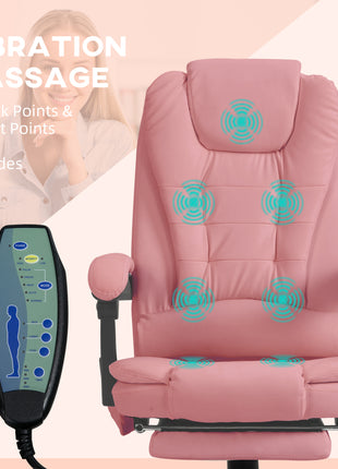 7-Point Vibrating Massage Office Chair High Back Massaging Office Desk Chair with Lumbar Support, Footrest, Pink