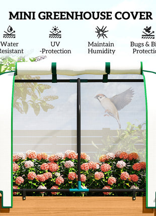 Raised Garden Bed with PE Greenhouse Cover Outdoor Planter Box for Herbs and Vegetables, 35 x 22 x 47 inch, Sand