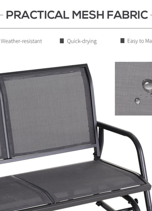2-Person Outdoor Glider Bench Patio Double Swing Rocking Chair Loveseat w/Power Coated Steel Frame for Backyard Garden Porch, Grey