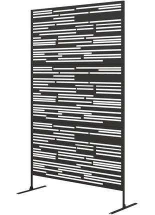 78" H x 48" W Metal Outdoor Privacy Screen, Freestanding Decorative Privacy Fence Screen for Balcony, Black