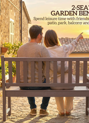 2-Person Garden Bench, HDPE Outdoor Bench with 530 lbs Capacity, Curved Seat for Backyard, Park, Porch, Lawn, Brown