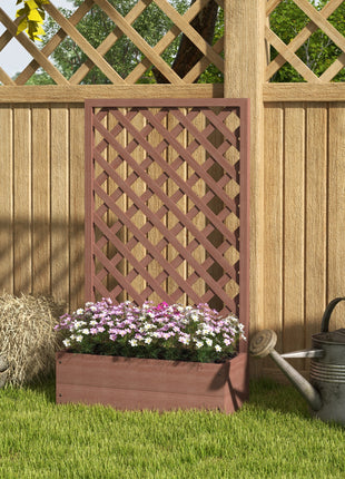 Trellis Planter Box for Climbing Plants, Raised Garden Bed w/ Trellis Lattice for Outdoor Garden, Backyard, Brown