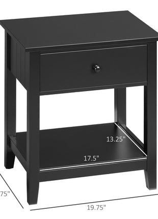 Modern Side Table for Living Room, End Table, 2-tier Side Table with Drawer and Storage Shelf, Black