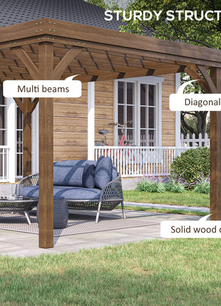 10' x 12' Outdoor Wooden Pergola, Grape Vine Gazebo with Concrete Anchors for Garden, Patio, Backyard, Deck, Brown