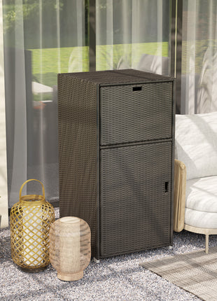 Outdoor Towel Rack for Pool w/ Drawer & Cabinet, Dark Brown