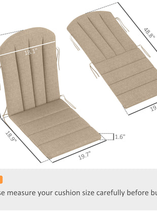 Set of 4 Outdoor Chair Cushions, High Back Adirondack Chair Cushion with Ties, High-Density Foam, Beige