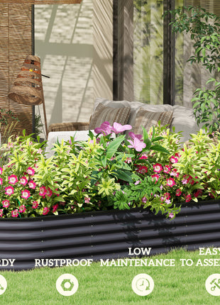 7.9' x 2' x 1.4' Galvanized Raised Garden Bed Kit, Metal Planter Box with Safety Edging, Dark Gray