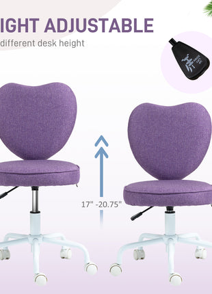 Heart Love Shaped Back Design Office Chair with Adjustable Height, Purple