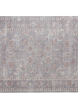 Machine Washable Area Rug 8x10, Non-Slip Traditional Flower Print Floor Carpet for Living Room, Bedroom, Grey and Brown
