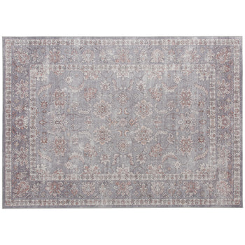 Machine Washable Area Rug 8x10, Non-Slip Traditional Flower Print Floor Carpet for Living Room, Bedroom, Grey and Brown