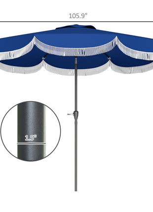 9FT Patio Umbrella, UPF 30+ Outdoor Market Umbrella with Crank, 8 Ribs, Push Button Tilt, Vented for Patio Deck Backyard Lawn, Navy Blue