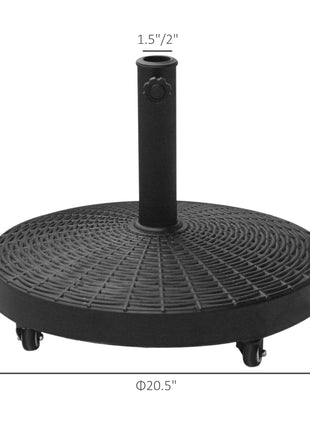 20.5" Heavy Duty Umbrella Stand, 50 lbs. Umbrella Base for 1.5" or 2" Umbrella Poles, Patio Market Stand for Deck, Black