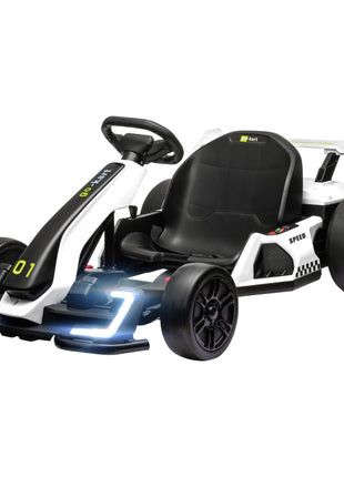 24V 7.5 MPH Electric Go Kart with Adjustable Seat, Slow Start, White