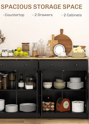 Modern Sideboard, Buffet Cabinet with Storage Drawers, Adjustable Shelves for Living Room, Dining Room, Entryway, Black