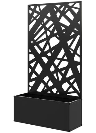 Metal Planter Box Raised Garden Bed with Decorative Privacy Screen, Wall-mounted or Freestanding, 24" x 9.1" x 44.5"