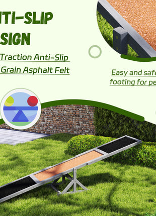 Wooden Dog Agility Seesaw for Training and Exercise, Weather Resistant, 83" L x 16" W x 14" H, Gray