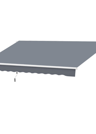 10' x 8' Patio Awning, Manual Retractable Sun Shade with UV Protection and Easy Crank Opening, Dark Gray