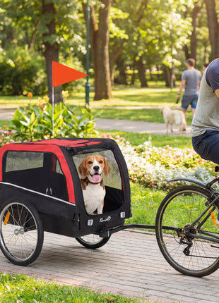Dog Bike Trailer, Pet Cart Bicycle Carrier with 20" Air Tires, Quick-Release Wheels, Reflectors, Flag