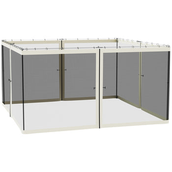 13x13 Gazebo Netting Mosquito Netting Screen with Zippers, Black Rings, High-Quality Polyester, Washable, Black