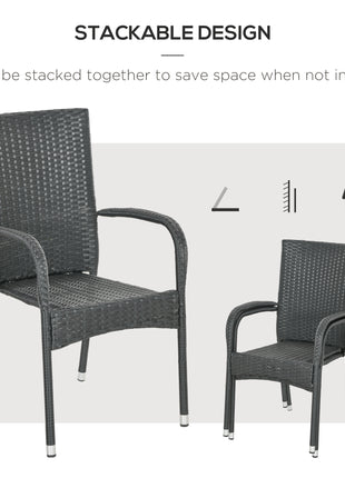 Stackable 4 PE Rattan Outdoor Dining Chairs with Cushions, Patio Wicker Dining Chairs with Armrests & Backrest, Cream White