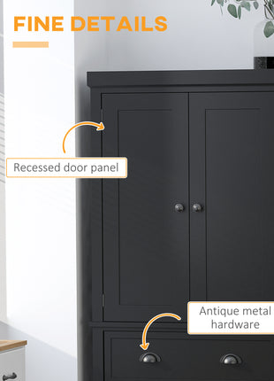 72.5" Kitchen Cabinet, Pantry Storage Cabinet with Doors and Shelves, Freestanding Food Pantry Cabinet, Black