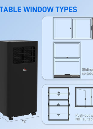 8000 BTU Mobile Air Conditioner, 345 Sq. Ft., AC Unit with Dehumidifier, Sleep, 24H Timer On/Off, Window Kit, Black