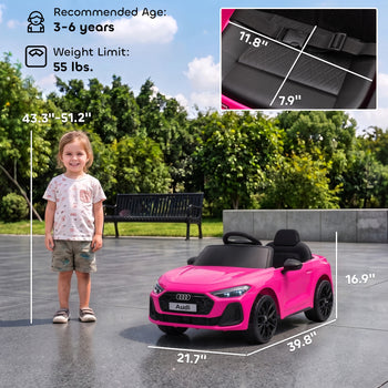 Audi A5L Licensed Electric Ride on Car for Kids 3-6 with Remote Control Dual Motors 4-Wheel Suspension Music, Pink