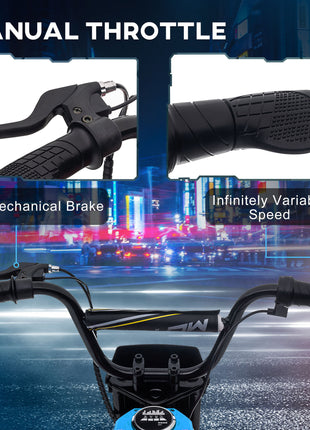 24V 350W Electric Dirt Bike Up to 15 MPH w/ Twist Grip Throttle, Blue