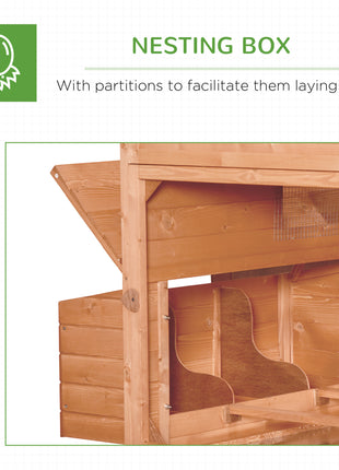 137" Chicken Coop for 8-10 Chickens, Large Chicken House, Wooden Poultry Hen Cage with Nesting Box and Run for Backyard, Orange