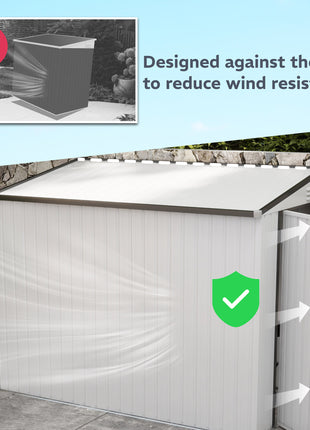 4' x 7.7' Lean to Garden Storage Shed, Outdoor Metal Tool House with Lockable Door Vents for Backyard Patio Lawn, White
