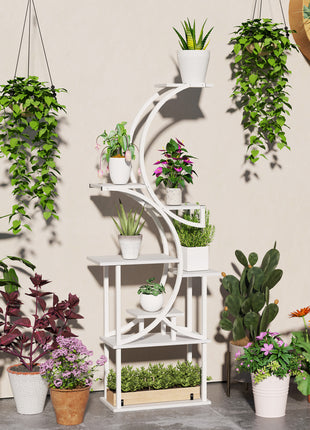 Plant Stand Indoor, 8 Tier 62" S-Shaped Plant Shelf, Corner Plant Rack for Multiple Plants, White