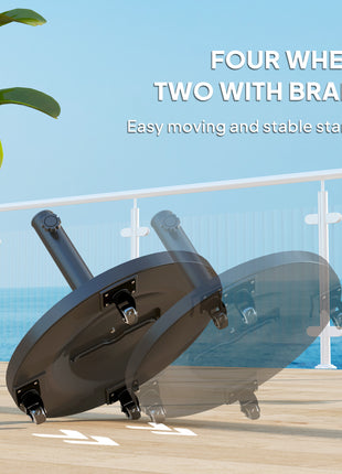 Round Patio Umbrella Base with Wheels, 46 lbs Resin Umbrella Stand Base, Heavy Duty Patio Umbrella Holder for 1.3"/1.5"/1.9" Umbrella Poles for Outdoor, Lawn, Poolside, Black
